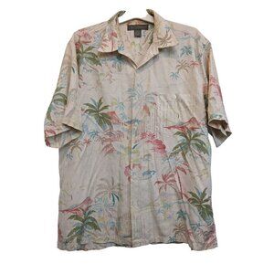 Tori Richard men's XL Honolulu 100% Silk Shirt Colorful Palm Tree island pattern